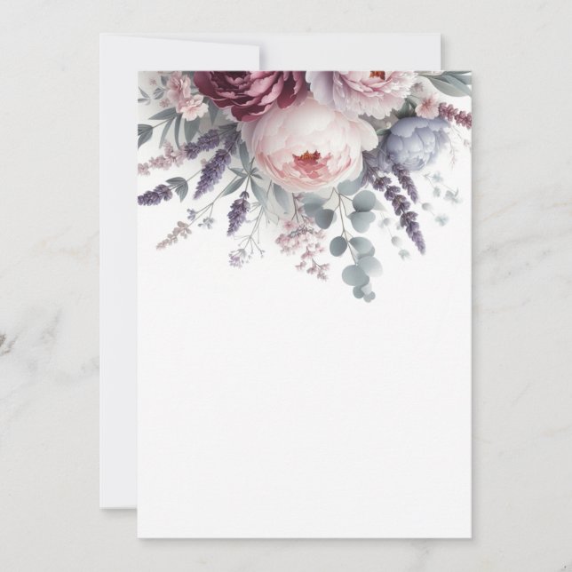 Invitación Peonies y Lavender (Anverso)