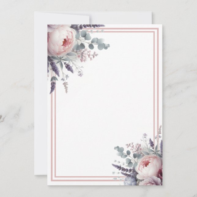 Invitación Peonies y Lavender (Anverso)
