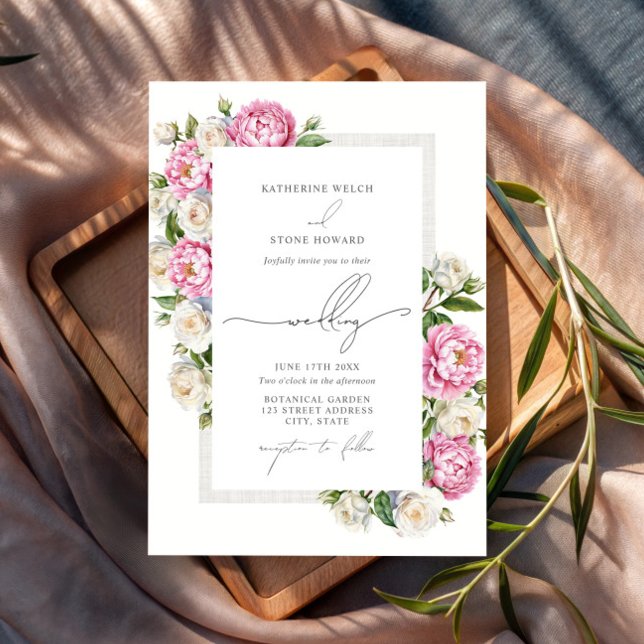 Invitación Peonies y Rosas Floral Elegante Boda Jardín (Subido por el creador)