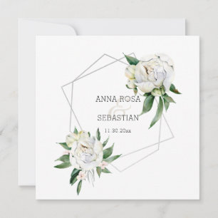 Invitación *~* PEONY AR15 Floral QR RSVP Frame Boda