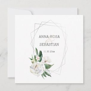 Invitación *~* PEONY AR15 QR Boda de marco floral RSVP