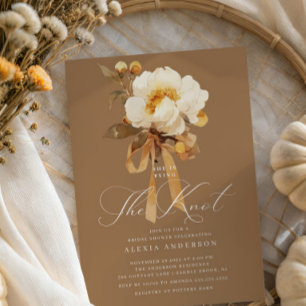 Invitación Peony Blanco atando el nudo Ducha de Novias