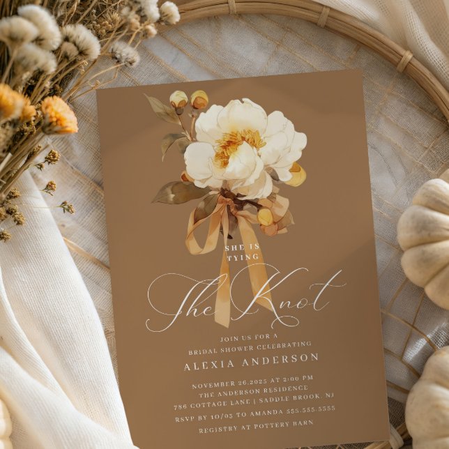 Invitación Peony Blanco atando el nudo Ducha de Novias (Subido por el creador)