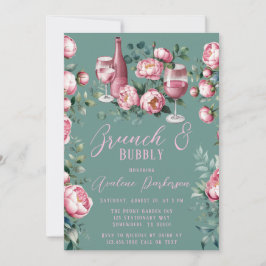 Invitación Peony Bouquet en el Brunch acuático y burbuja