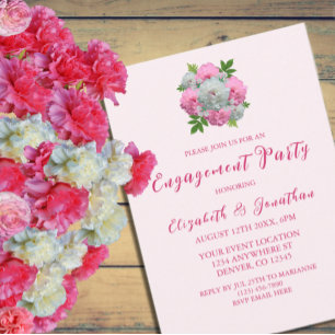 Invitación Peony Bouquet Engagement Party
