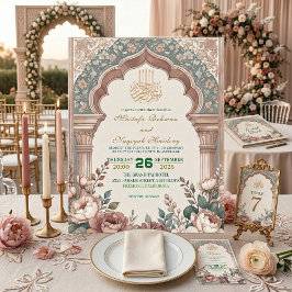 Invitación Peony Cream Moorish Archway Islamic Wedding