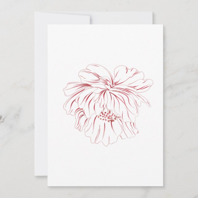 Invitación Peony de Flores Rosa Oscuras (Anverso)