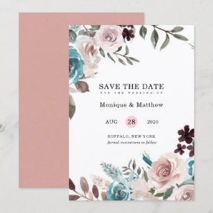 Invitación Peony De Pluma Verde azulada Rosa Botánica Guardar