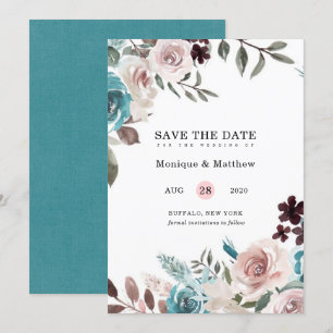 Invitación Peony De Pluma Verde azulada Rosa Botánica Salva L