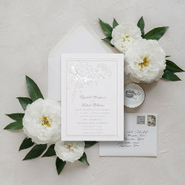 Invitación Peony Formal Moderno Clásico Elegante Boda de Marf