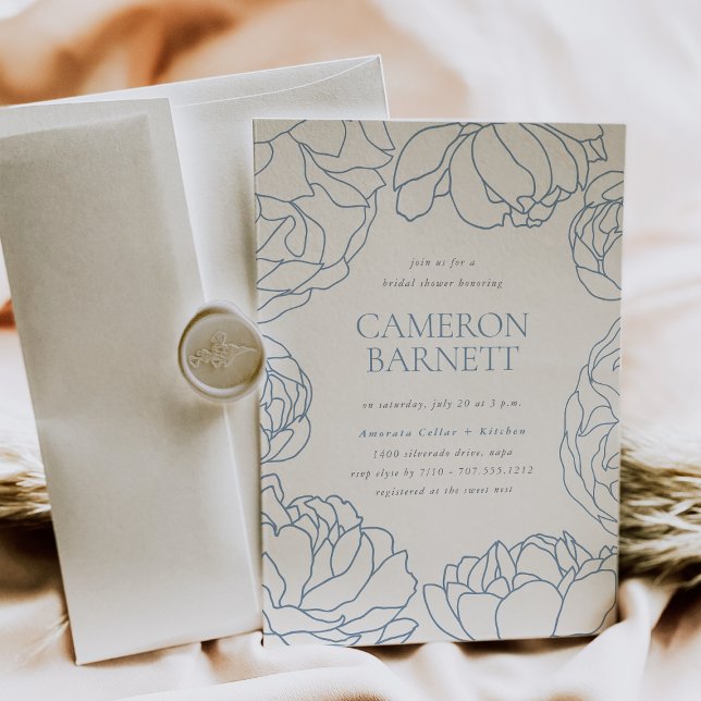 Invitación Peony Garden Blue Floral Bridal Shower (Subido por el creador)