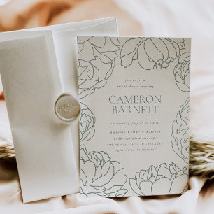 Invitación Peony Garden   Ducha de novia floral verde primave