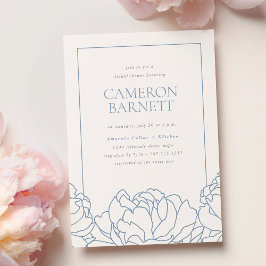 Invitación Peony Garden Dusty Blue Floral Bridal Shower