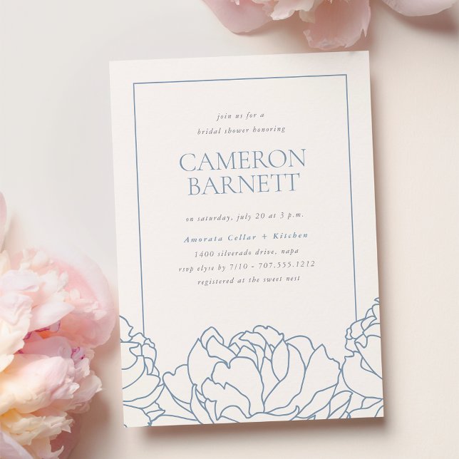 Invitación Peony Garden Dusty Blue Floral Bridal Shower (Subido por el creador)