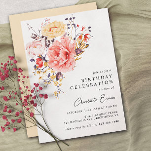 Invitación Peony Garden Elegant Floral Cualquier Edad Cumplea