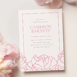 Invitación Peony Garden Pink Floral Brillante