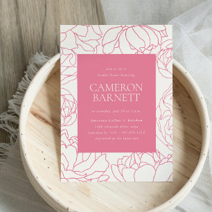 Invitación Peony Garden Pink Floral Brillante