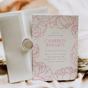 Invitación Peony Garden Pink Floral Brillante