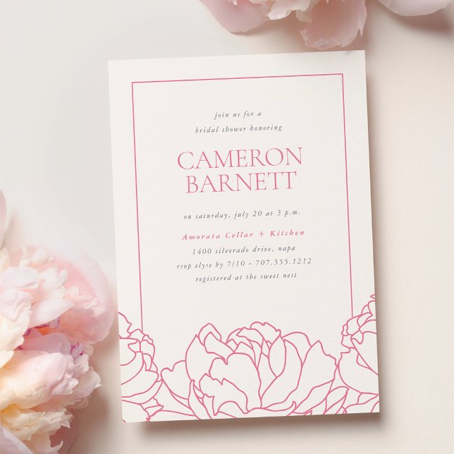 Invitación Peony Garden Pink Floral Brillante (Subido por el creador)