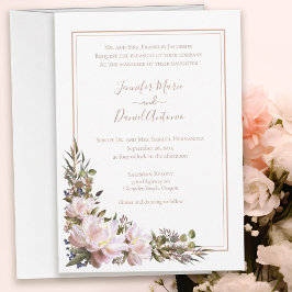 Invitación Peony Garden Rústico Peach White Boda