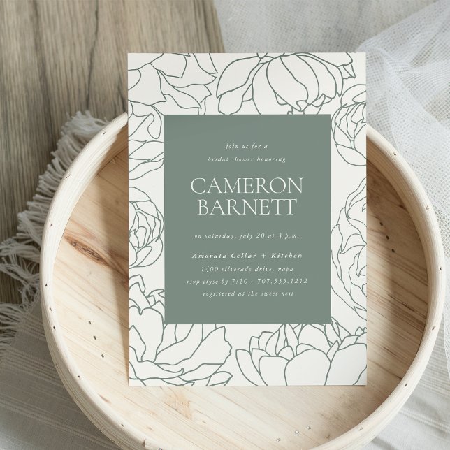 Invitación Peony Garden Sage Green Floral Bridal Shower (Subido por el creador)