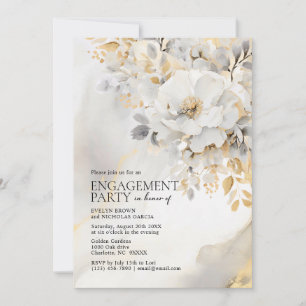 Invitación Peony Gold Gray Black Engagement Party