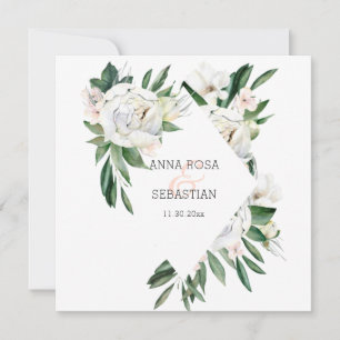 Invitación *~* Peony QR RSVP AR15 Flowers Frame Boda
