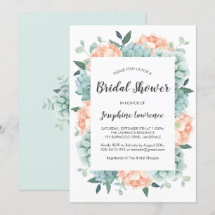 Invitación Peony & Succulum Watercolor Bridal Shower