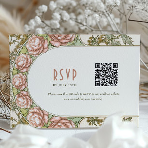 Invitación Peony Wedding RSVP Insertar Art Deco mucha vintage