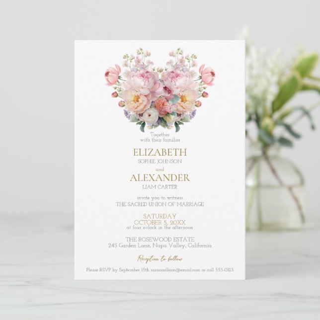 Invitación Peony Whisper Wedding Invitation (Anverso de pie)