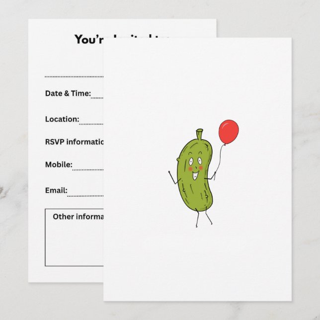 Invitación Pepino verde cortado (Anverso / Reverso)