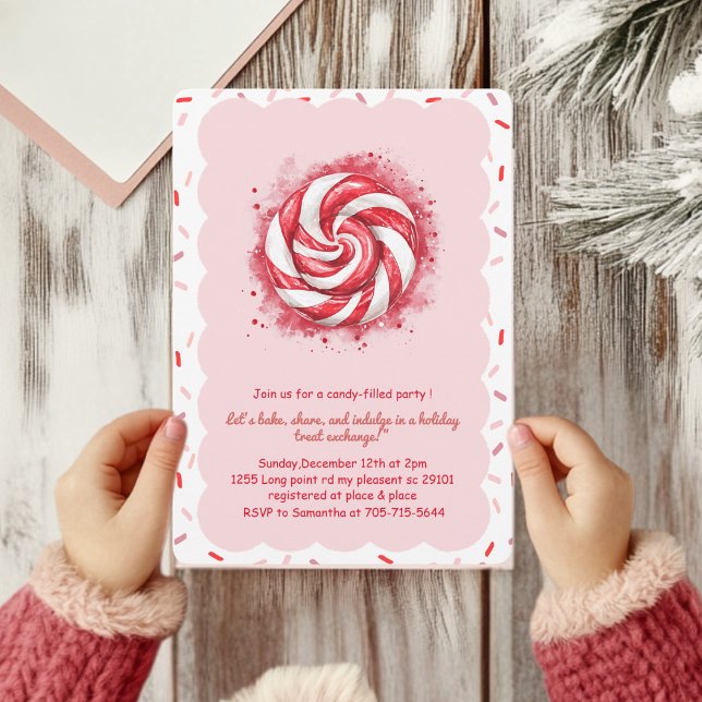 Invitación Peppermint Candy Cookie Exchange (Subido por el creador)