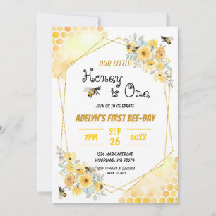 Invitación Pequeña Abeja de acuarela floral de miel 