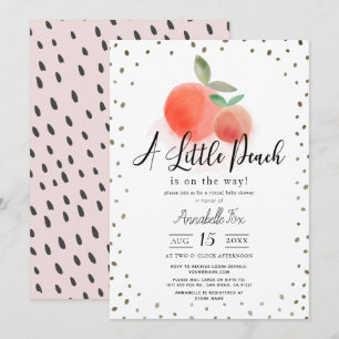 Invitación Pequeña acuarela Baby Shower virtual blanca