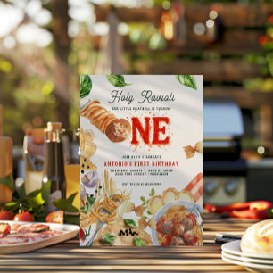 Invitación Pequeña Albóndiga Santo Ravioli Primer Cumpleaño