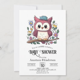 Invitación Pequeña Baby Shower de búho colorida