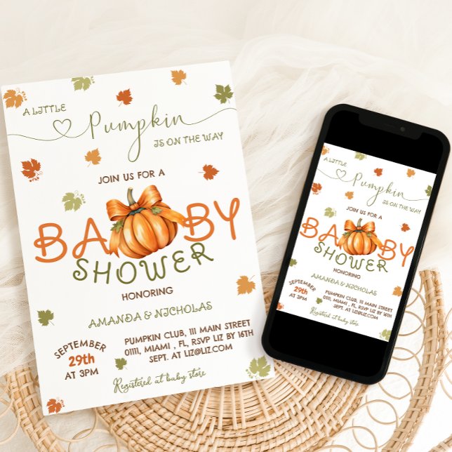 Invitación Pequeña Baby Shower de calabaza (Subido por el creador)