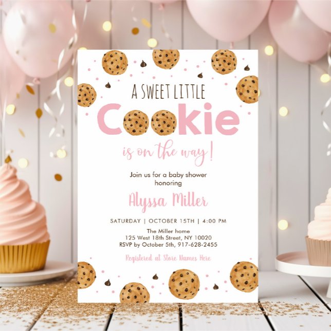 Invitación Pequeña Baby Shower de Chica rosado de cookie (Subido por el creador)
