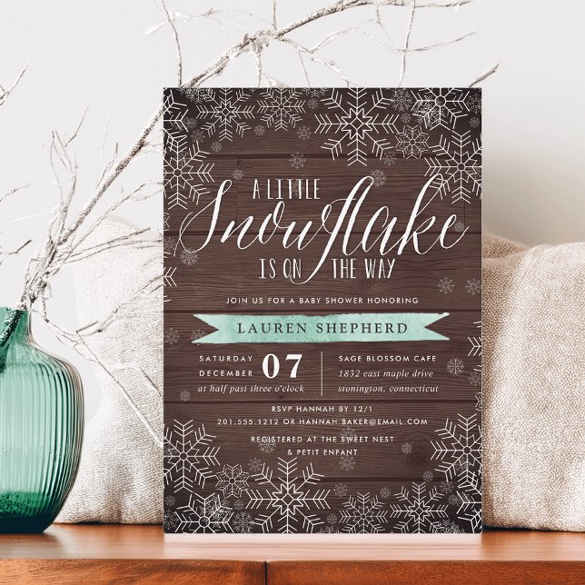Invitación Pequeña Baby Shower de invierno de madera rústica (Subido por el creador)