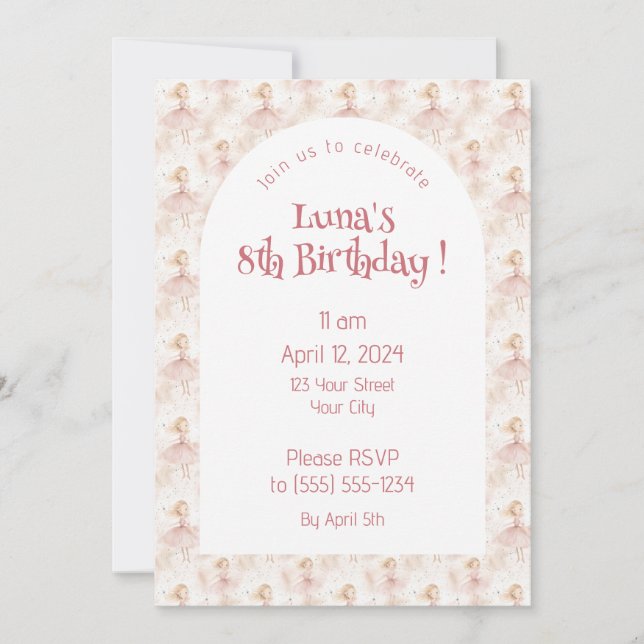 Invitación Pequeña Ballerina #10 - Chica rubio (Anverso)