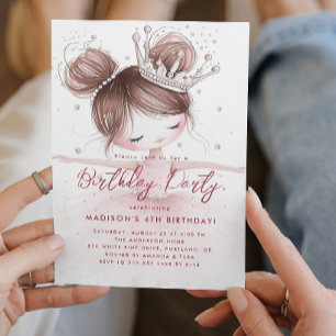 Invitación Pequeña Ballerina con fiesta de cumpleaños rosa de