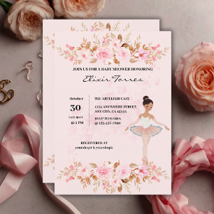 Invitación Pequeña Ballerina moderna y elegante Foto Baby Sho