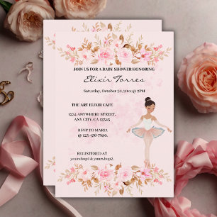 Invitación Pequeña Ballerina moderna y elegante Foto Baby Sho