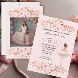 Invitación Pequeña Ballerina moderna y elegante Foto Baby Sho