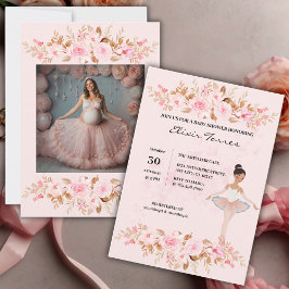 Invitación Pequeña Ballerina moderna y elegante Foto Baby Sho