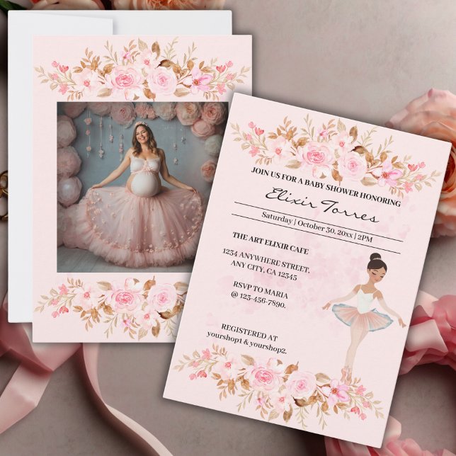 Invitación Pequeña Ballerina moderna y elegante Foto Baby Sho (Subido por el creador)