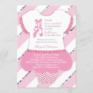 Invitación Pequeña Ballerina Shower Invite, Tutu, Purpurina F
