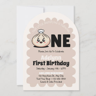 Invitación Pequeña Bao de Albóndigas Cumpleaños 1 de la Chica