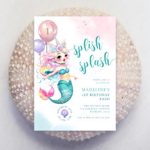 Invitación Pequeña Bash De Cumpleaños De Sirena Bajo Invitaci