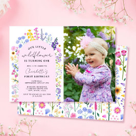 Invitación Pequeña bebé de flores silvestres, primera foto de
